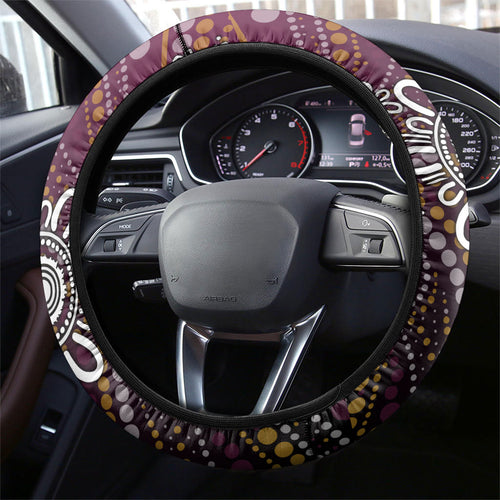Brisbane Broncos ANZAC Day Steering Wheel Cover Aboriginal Poppy Remembrance Rugby - Lest We Forget