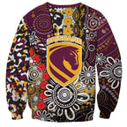 Brisbane Broncos ANZAC Day Sweatshirt Aboriginal Poppy Remembrance Rugby - Lest We Forget