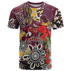 Brisbane Broncos ANZAC Day T Shirt Aboriginal Poppy Remembrance Rugby - Lest We Forget