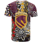 Brisbane Broncos ANZAC Day T Shirt Aboriginal Poppy Remembrance Rugby - Lest We Forget