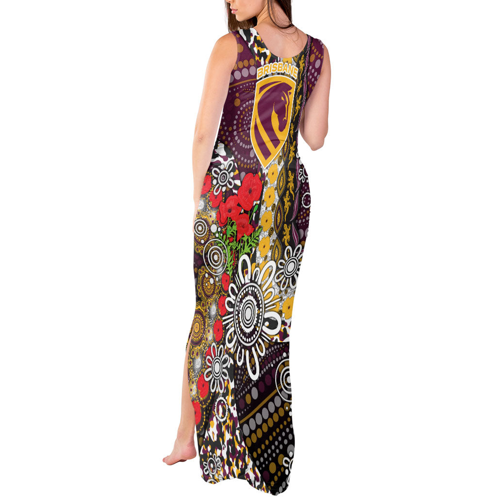 Brisbane Broncos ANZAC Day Tank Maxi Dress Aboriginal Poppy Remembrance Rugby - Lest We Forget