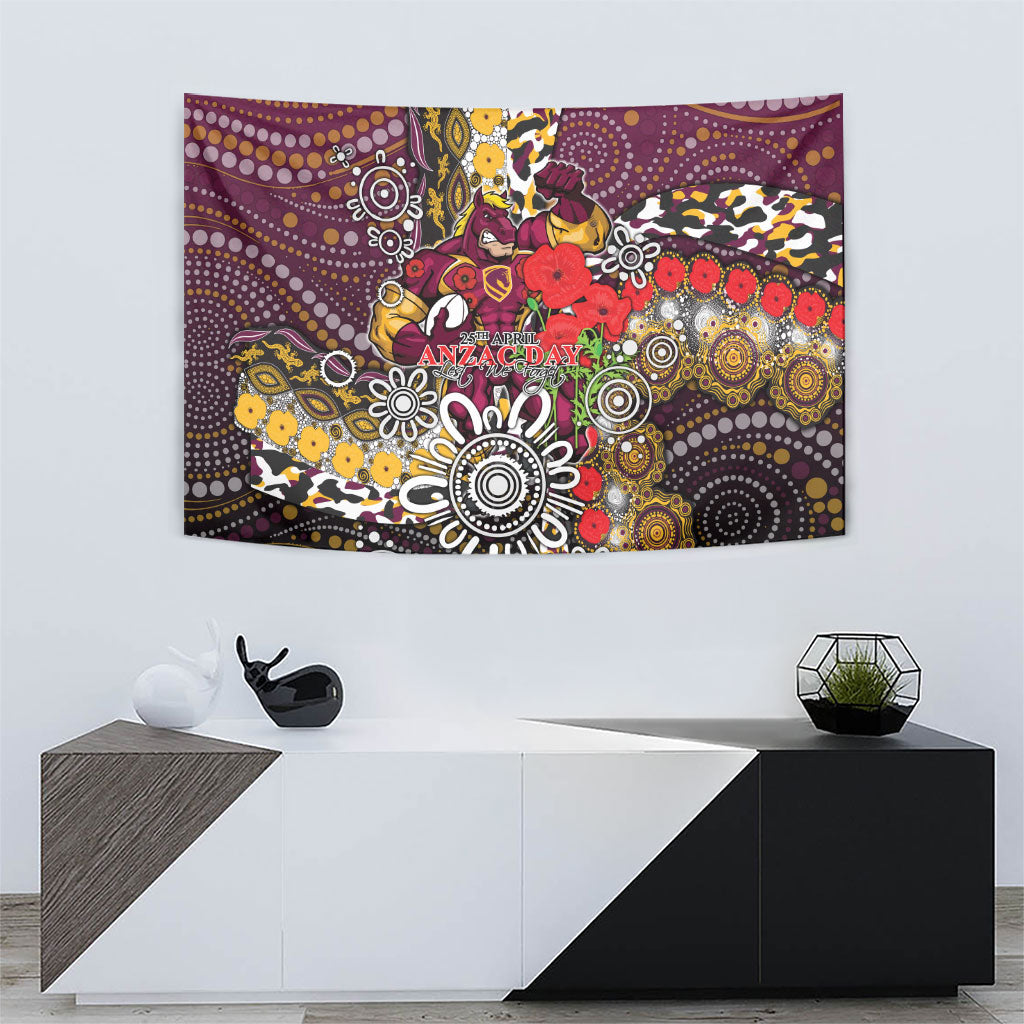 Brisbane Broncos ANZAC Day Tapestry Aboriginal Poppy Remembrance Rugby - Lest We Forget