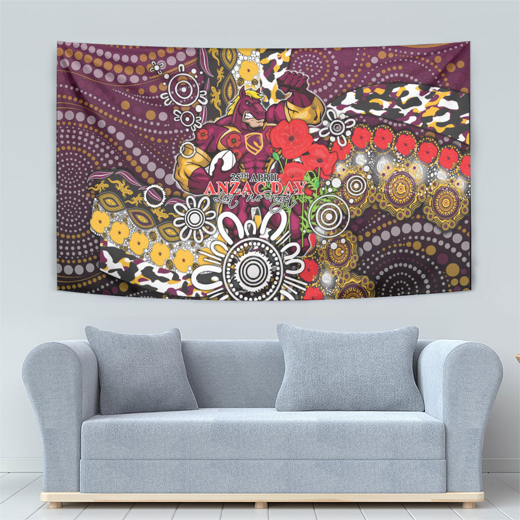 Brisbane Broncos ANZAC Day Tapestry Aboriginal Poppy Remembrance Rugby - Lest We Forget