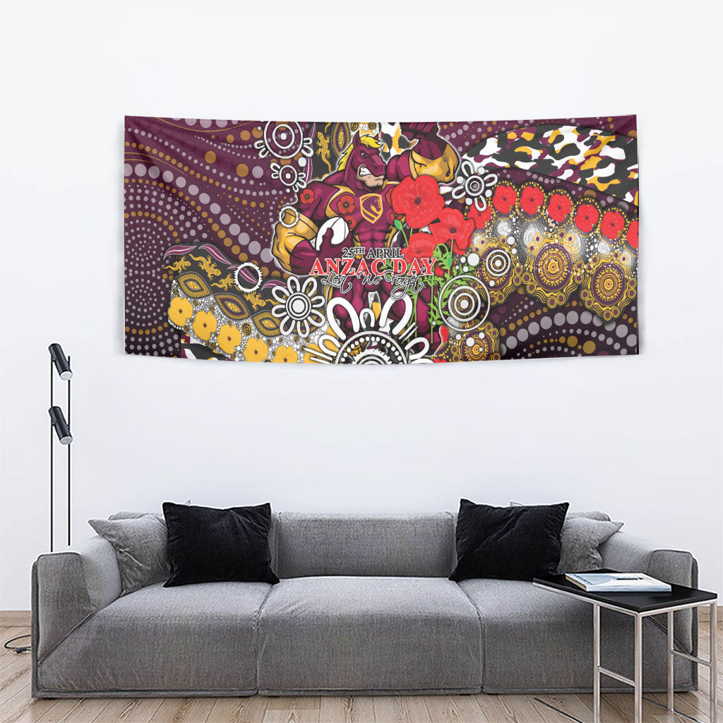 Brisbane Broncos ANZAC Day Tapestry Aboriginal Poppy Remembrance Rugby - Lest We Forget