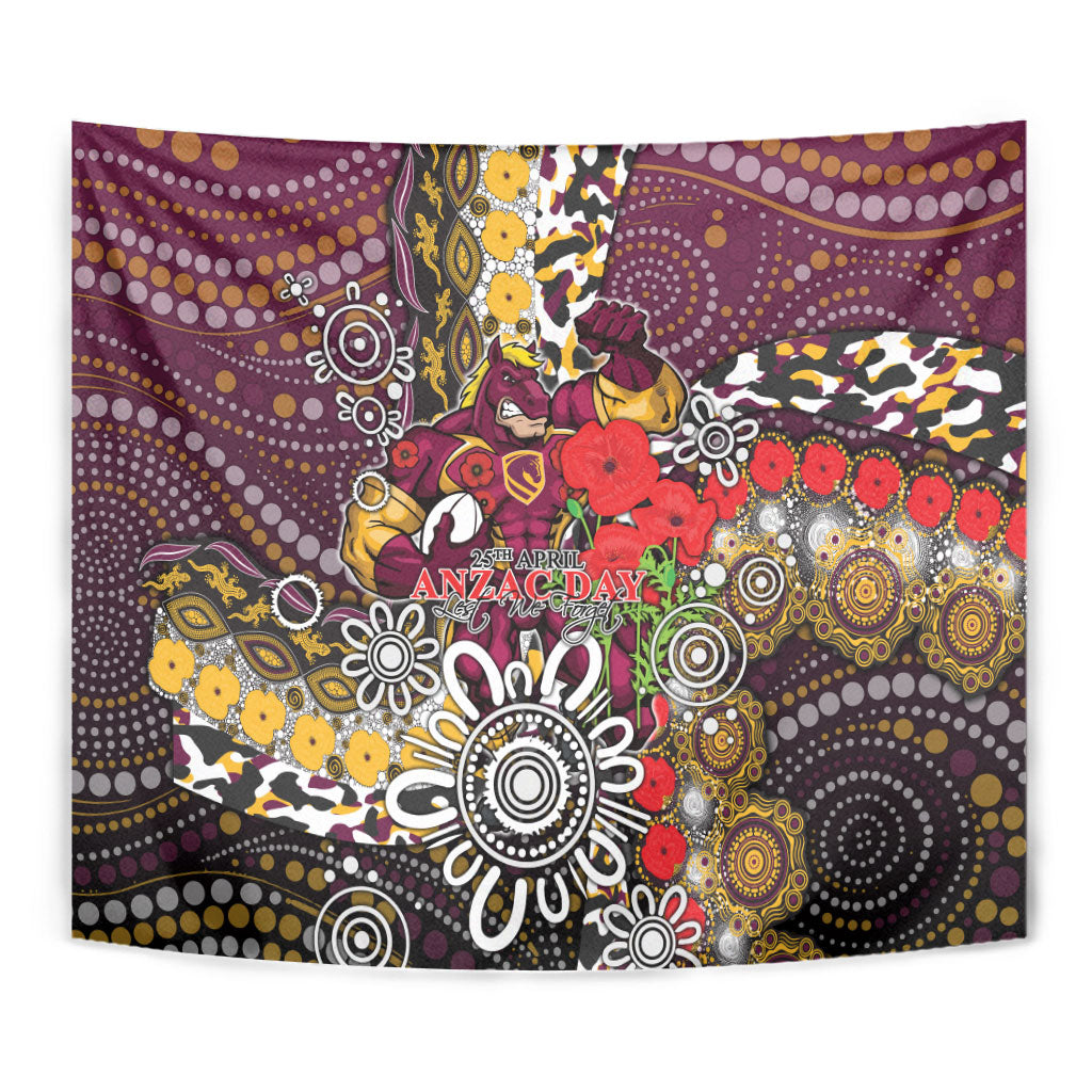 Brisbane Broncos ANZAC Day Tapestry Aboriginal Poppy Remembrance Rugby - Lest We Forget