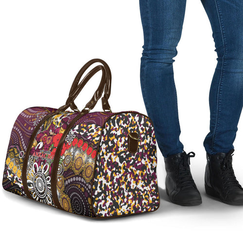 Brisbane Broncos ANZAC Day Travel Bag Aboriginal Poppy Remembrance Rugby - Lest We Forget