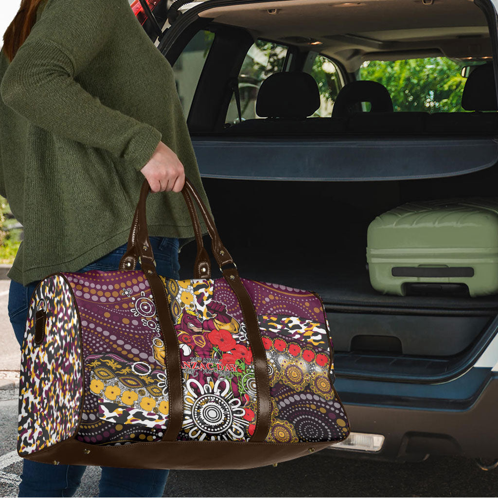 Brisbane Broncos ANZAC Day Travel Bag Aboriginal Poppy Remembrance Rugby - Lest We Forget
