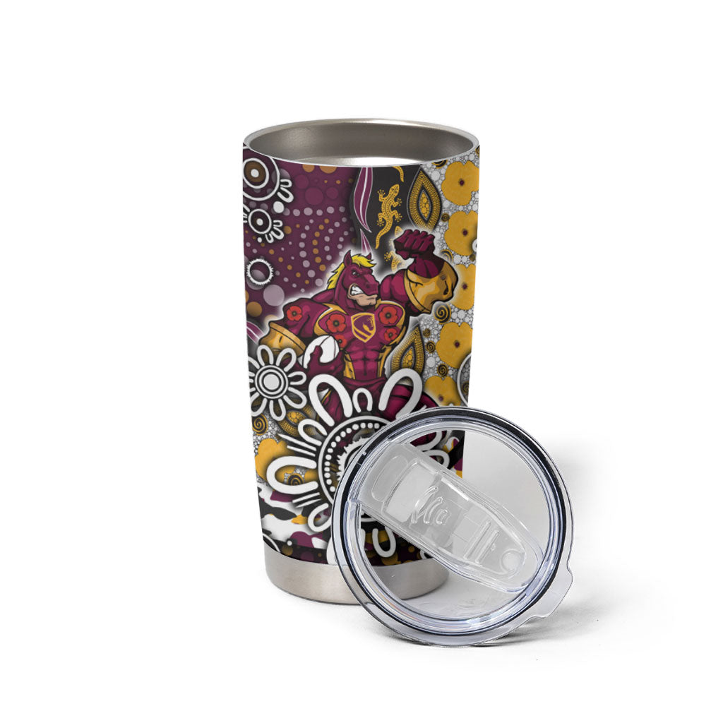 Brisbane Broncos ANZAC Day Tumbler Cup Aboriginal Poppy Remembrance Rugby - Lest We Forget