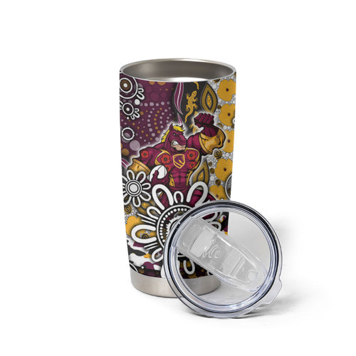 Brisbane Broncos ANZAC Day Tumbler Cup Aboriginal Poppy Remembrance Rugby - Lest We Forget