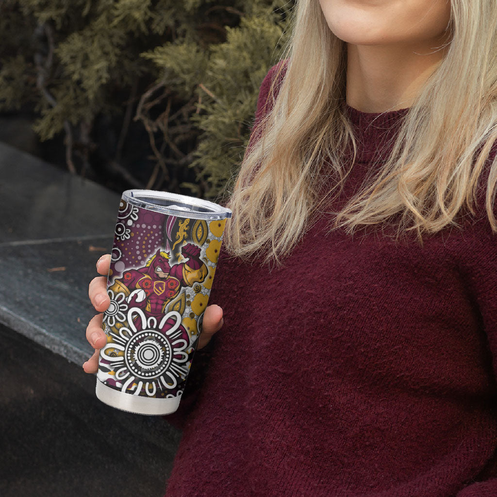 Brisbane Broncos ANZAC Day Tumbler Cup Aboriginal Poppy Remembrance Rugby - Lest We Forget