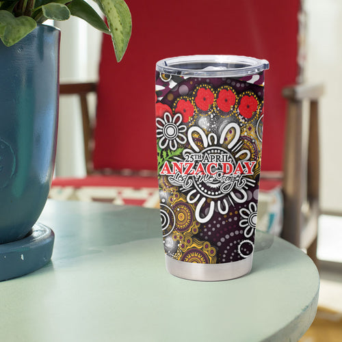 Brisbane Broncos ANZAC Day Tumbler Cup Aboriginal Poppy Remembrance Rugby - Lest We Forget