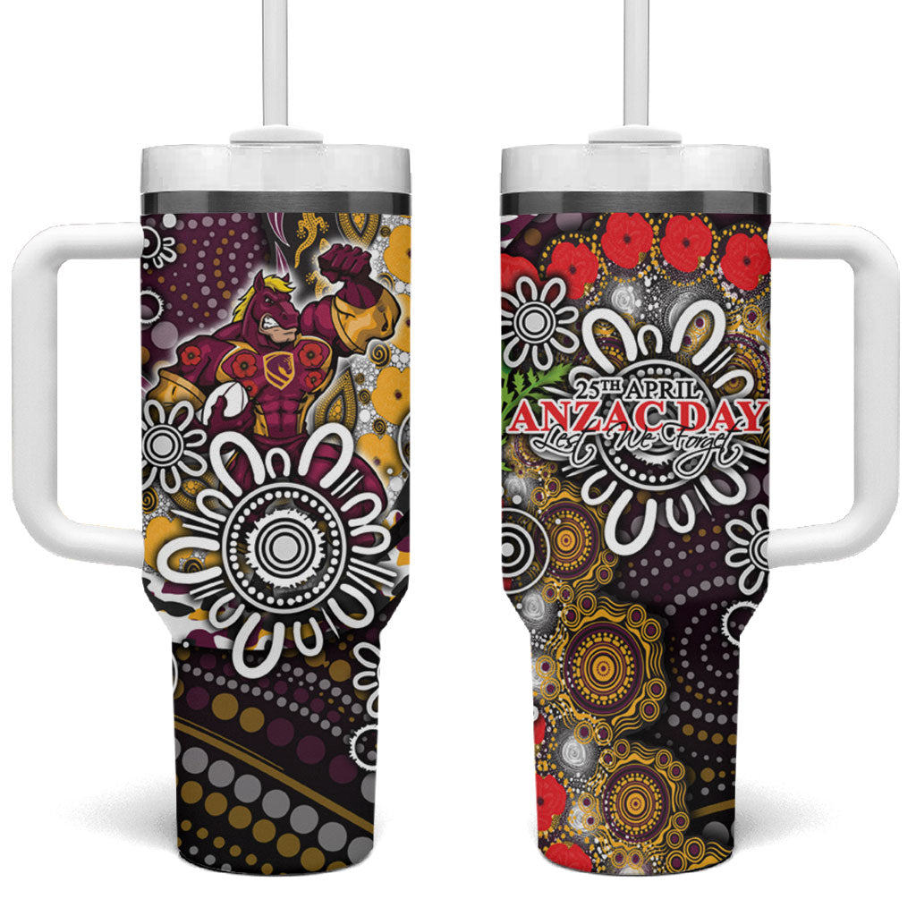 Brisbane Broncos ANZAC Day Tumbler With Handle Aboriginal Poppy Remembrance Rugby - Lest We Forget