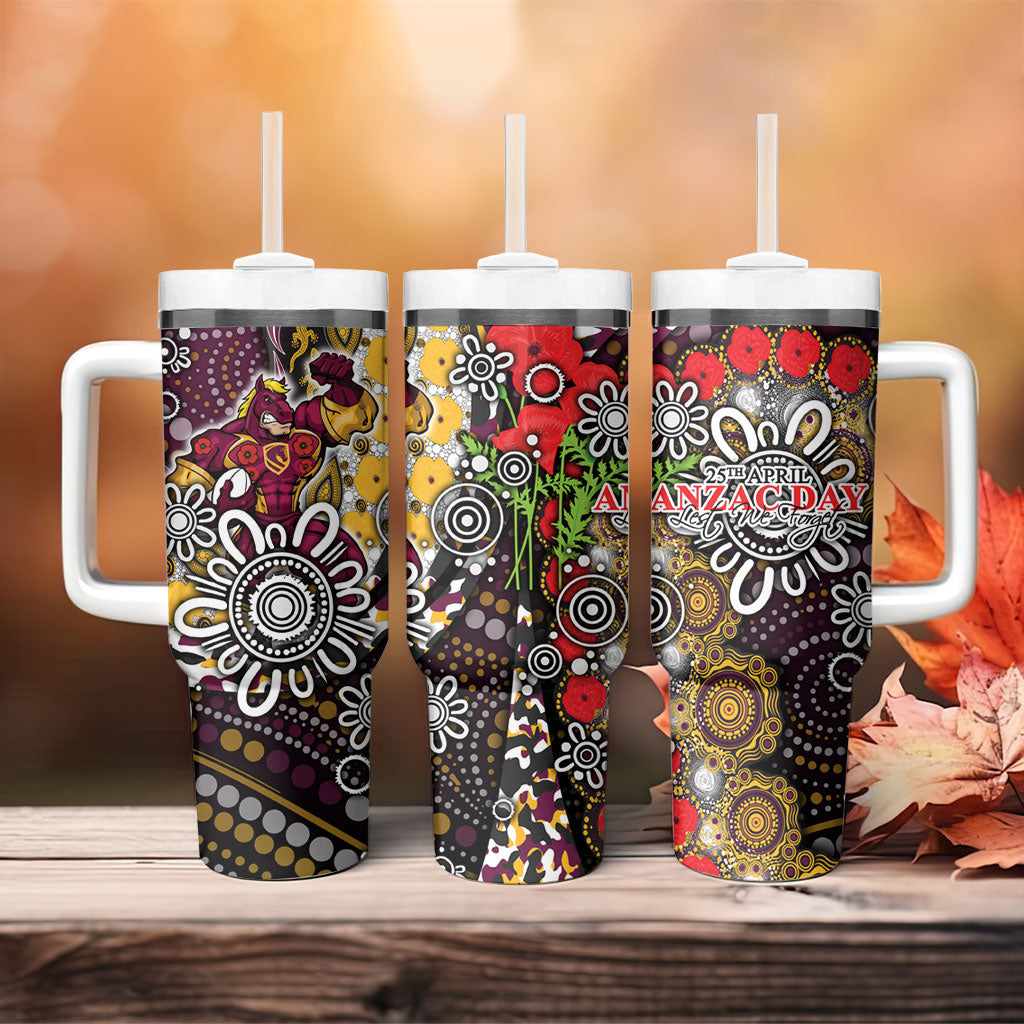 Brisbane Broncos ANZAC Day Tumbler With Handle Aboriginal Poppy Remembrance Rugby - Lest We Forget