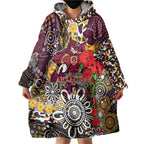 Brisbane Broncos ANZAC Day Wearable Blanket Hoodie Aboriginal Poppy Remembrance Rugby - Lest We Forget