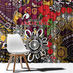 Brisbane Broncos ANZAC Day Window Curtain Aboriginal Poppy Remembrance Rugby - Lest We Forget