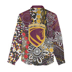 Brisbane Broncos ANZAC Day Women Casual Shirt Aboriginal Poppy Remembrance Rugby - Lest We Forget