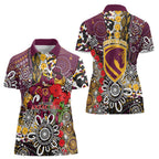 Brisbane Broncos ANZAC Day Women Polo Shirt Aboriginal Poppy Remembrance Rugby - Lest We Forget