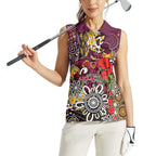 Brisbane Broncos ANZAC Day Women Sleeveless Polo Shirt Aboriginal Poppy Remembrance Rugby - Lest We Forget