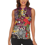 Brisbane Broncos ANZAC Day Women Sleeveless Polo Shirt Aboriginal Poppy Remembrance Rugby - Lest We Forget