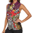 Brisbane Broncos ANZAC Day Women Sleeveless Polo Shirt Aboriginal Poppy Remembrance Rugby - Lest We Forget