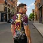 Brisbane Broncos ANZAC Day Zipper Polo Shirt Aboriginal Poppy Remembrance Rugby - Lest We Forget