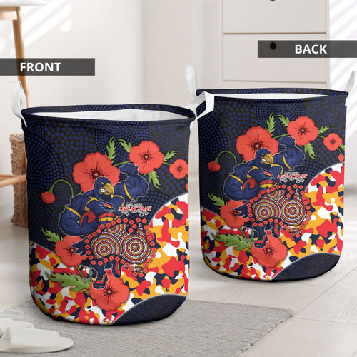 Adelaide Crows ANZAC Day Tribute Laundry Basket Indigenous Dot Art Poppy Remembrance Football Warrior
