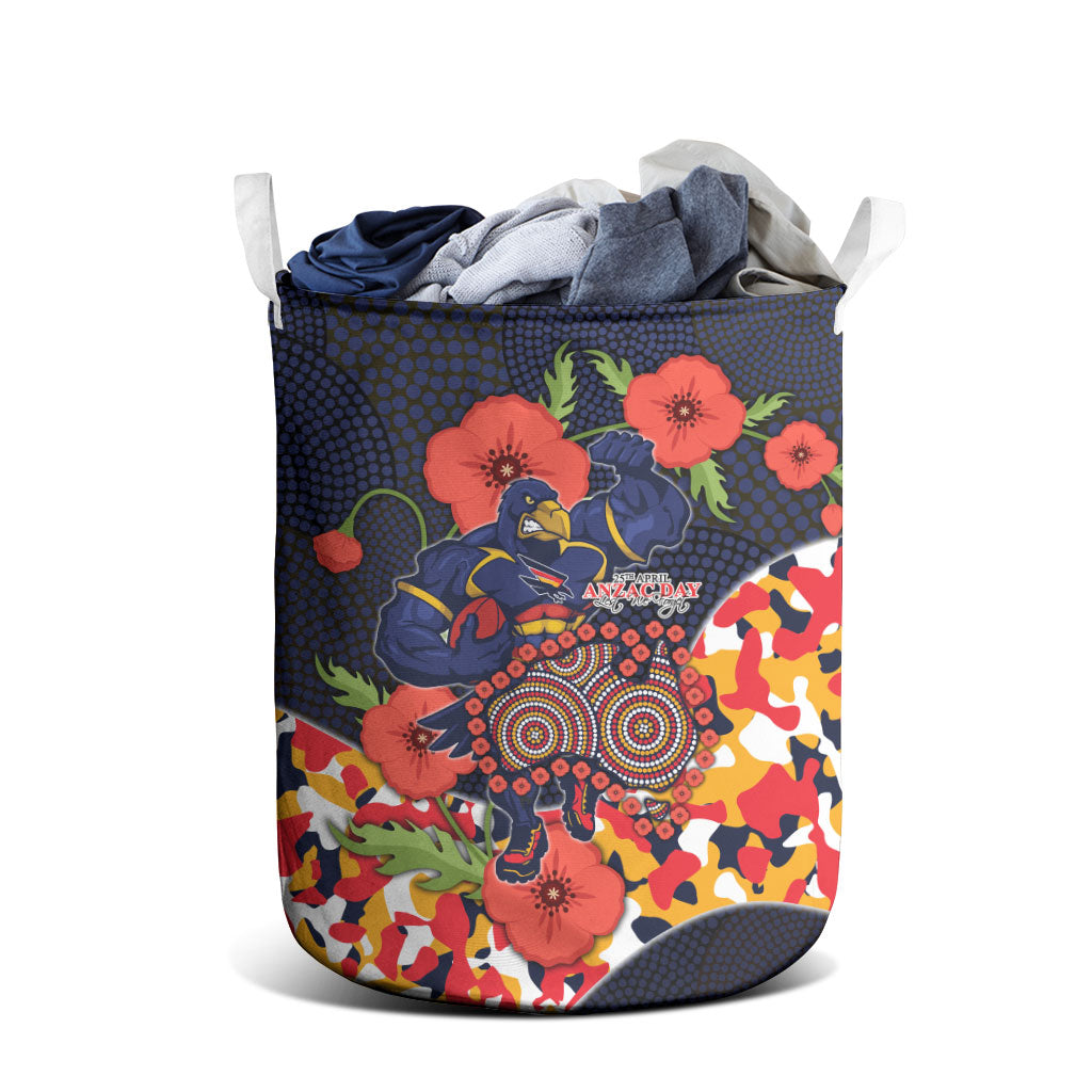 Adelaide Crows ANZAC Day Tribute Laundry Basket Indigenous Dot Art Poppy Remembrance Football Warrior