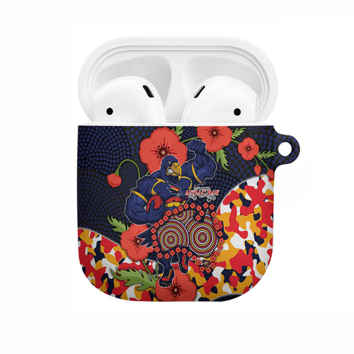 Adelaide Crows ANZAC Day Tribute AirPods Case Indigenous Dot Art Poppy Remembrance Football Warrior