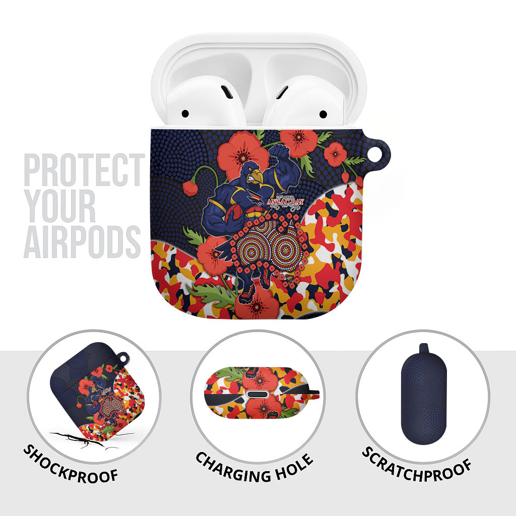 Adelaide Crows ANZAC Day Tribute AirPods Case Indigenous Dot Art Poppy Remembrance Football Warrior