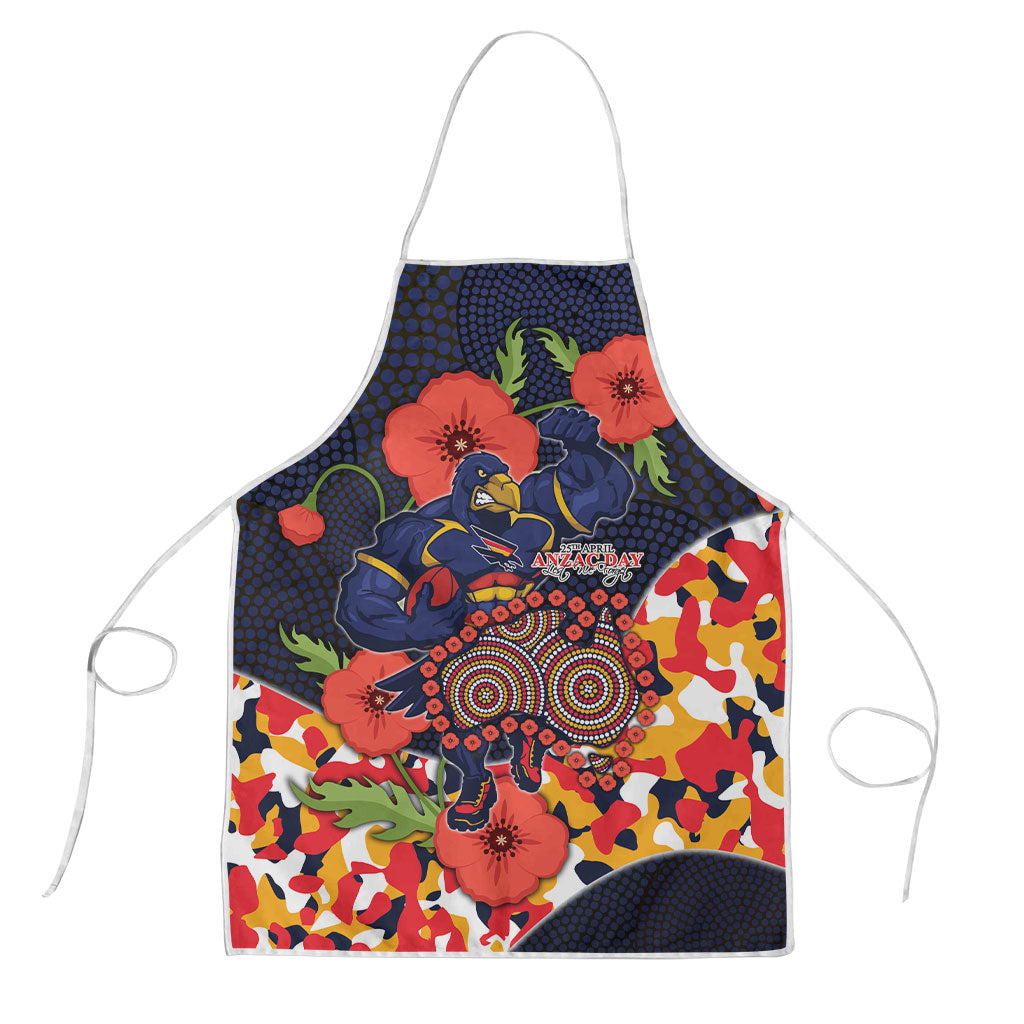 Adelaide Crows ANZAC Day Tribute Apron Indigenous Dot Art Poppy Remembrance Football Warrior