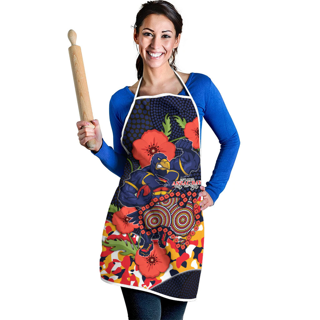 Adelaide Crows ANZAC Day Tribute Apron Indigenous Dot Art Poppy Remembrance Football Warrior