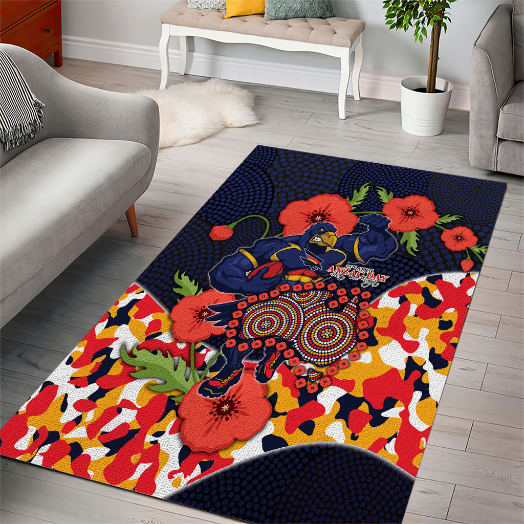 Adelaide Crows ANZAC Day Tribute Area Rug Indigenous Dot Art Poppy Remembrance Football Warrior