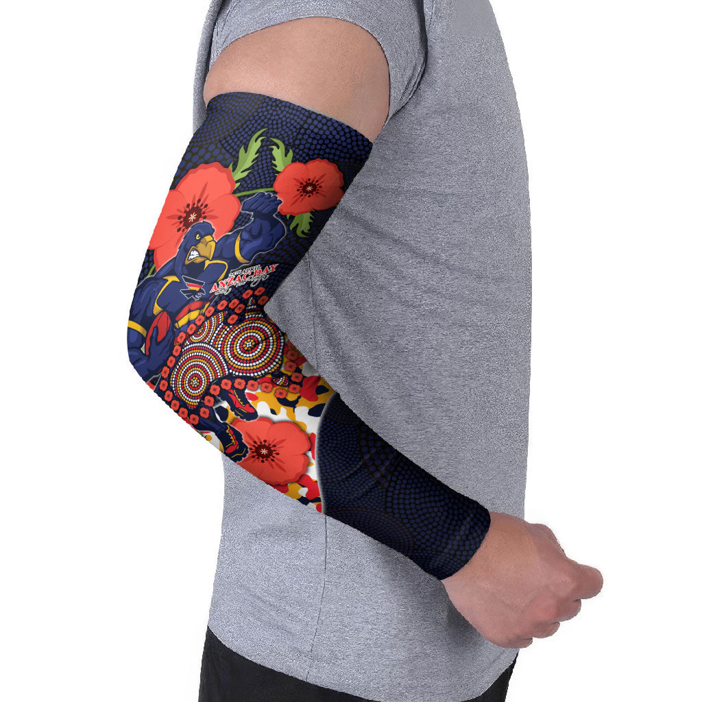 Adelaide Crows ANZAC Day Tribute Arm Sleeves Indigenous Dot Art Poppy Remembrance Football Warrior