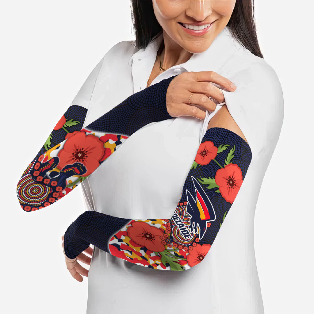 Adelaide Crows ANZAC Day Tribute Arm Sleeves Indigenous Dot Art Poppy Remembrance Football Warrior