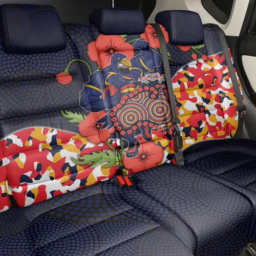 Adelaide Crows ANZAC Day Tribute Back Car Seat Cover Indigenous Dot Art Poppy Remembrance Football Warrior