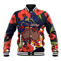 Adelaide Crows ANZAC Day Tribute Baseball Jacket Indigenous Dot Art Poppy Remembrance Football Warrior