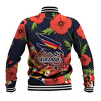 Adelaide Crows ANZAC Day Tribute Baseball Jacket Indigenous Dot Art Poppy Remembrance Football Warrior
