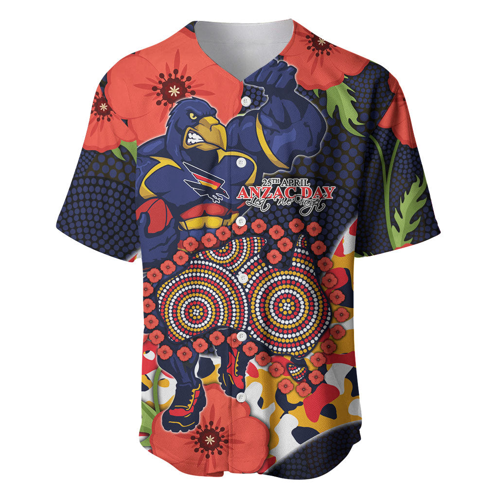 Adelaide Crows ANZAC Day Tribute Baseball Jersey Indigenous Dot Art Poppy Remembrance Football Warrior