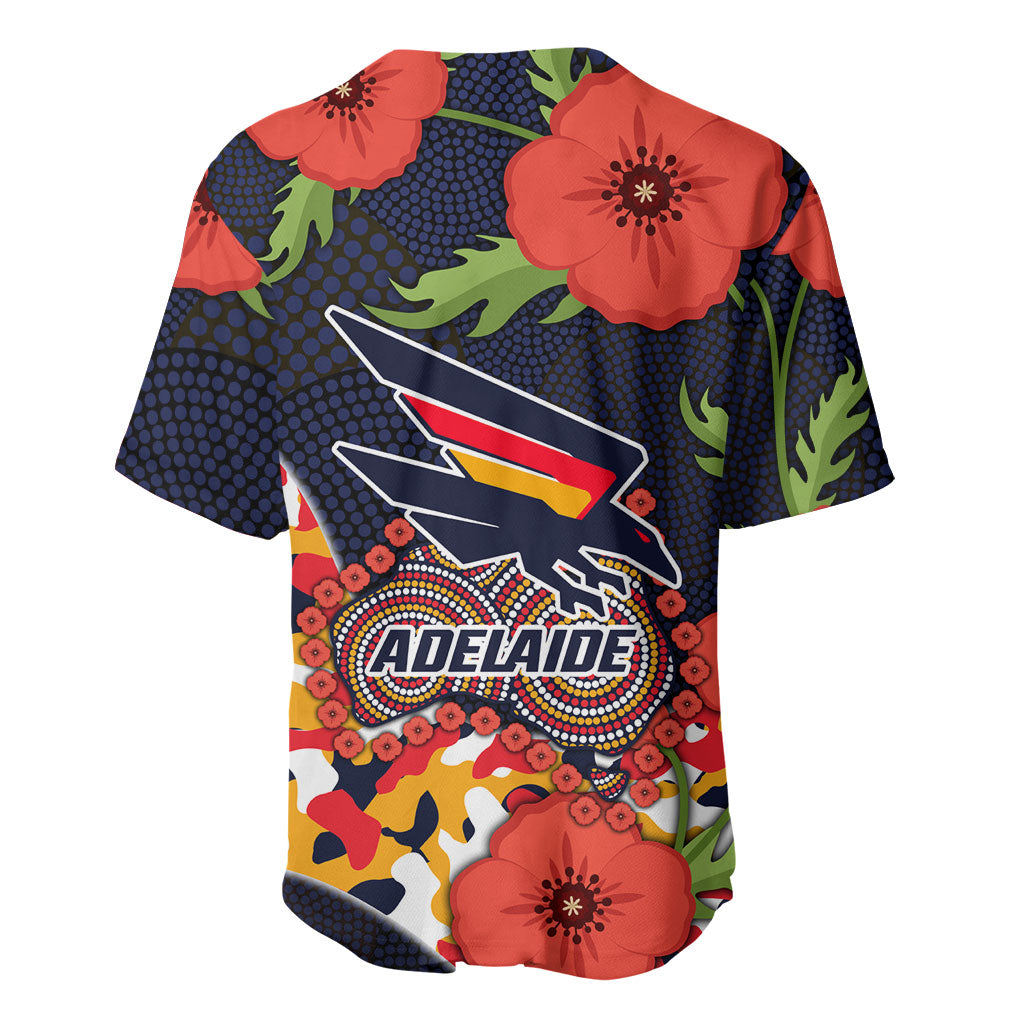 Adelaide Crows ANZAC Day Tribute Baseball Jersey Indigenous Dot Art Poppy Remembrance Football Warrior