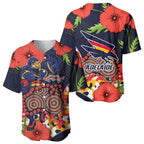 Adelaide Crows ANZAC Day Tribute Baseball Jersey Indigenous Dot Art Poppy Remembrance Football Warrior