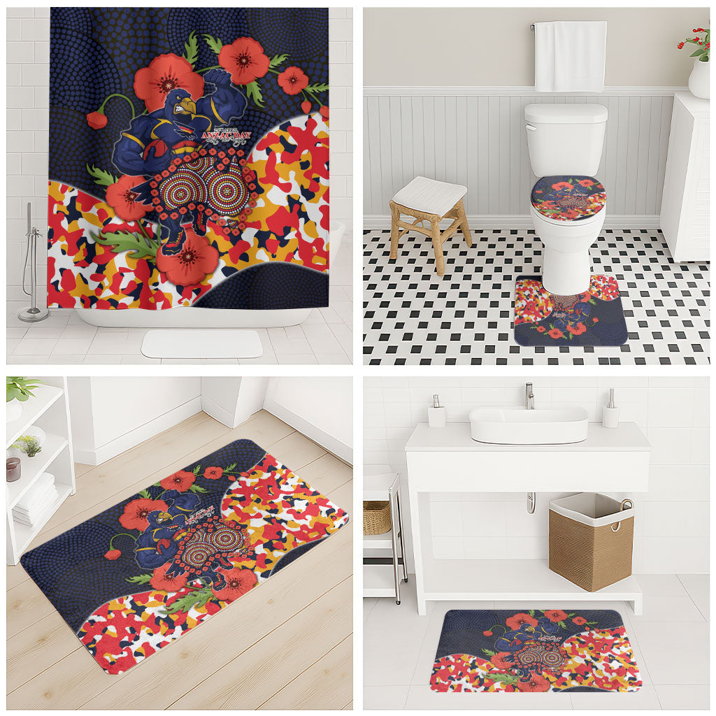 Adelaide Crows ANZAC Day Tribute Bathroom Set Indigenous Dot Art Poppy Remembrance Football Warrior