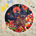 Adelaide Crows ANZAC Day Tribute Beach Blanket Indigenous Dot Art Poppy Remembrance Football Warrior