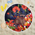 Adelaide Crows ANZAC Day Tribute Beach Blanket Indigenous Dot Art Poppy Remembrance Football Warrior