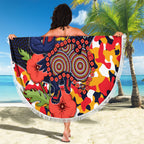 Adelaide Crows ANZAC Day Tribute Beach Blanket Indigenous Dot Art Poppy Remembrance Football Warrior