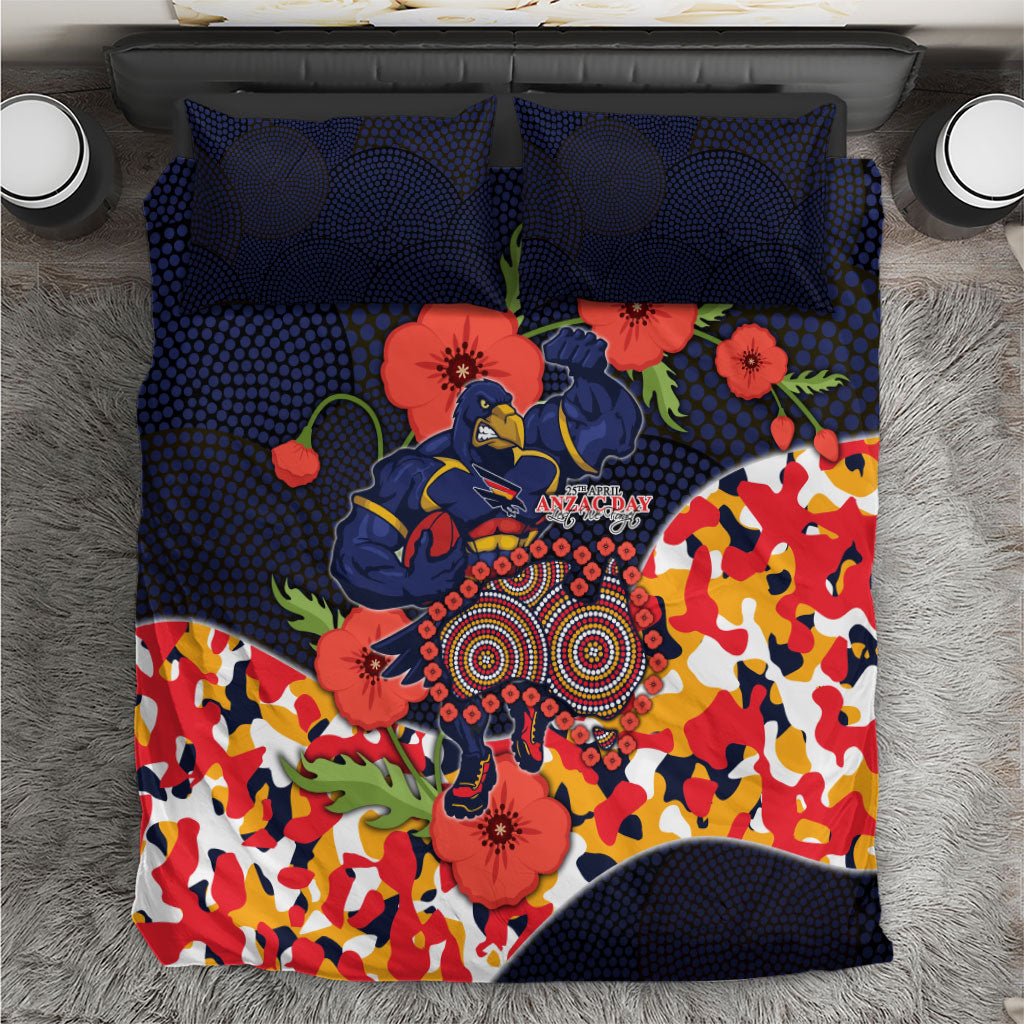 Adelaide Crows ANZAC Day Tribute Bedding Set Indigenous Dot Art Poppy Remembrance Football Warrior