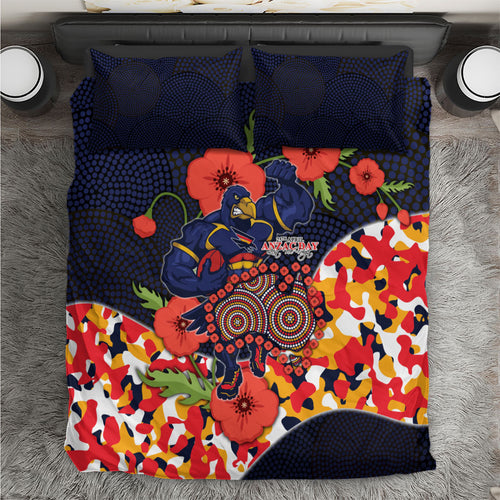 Adelaide Crows ANZAC Day Tribute Bedding Set Indigenous Dot Art Poppy Remembrance Football Warrior