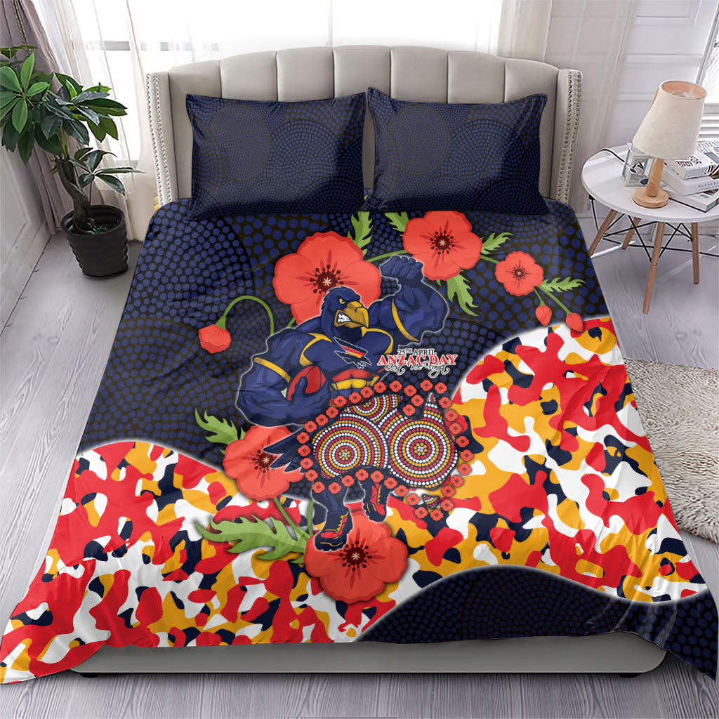 Adelaide Crows ANZAC Day Tribute Bedding Set Indigenous Dot Art Poppy Remembrance Football Warrior