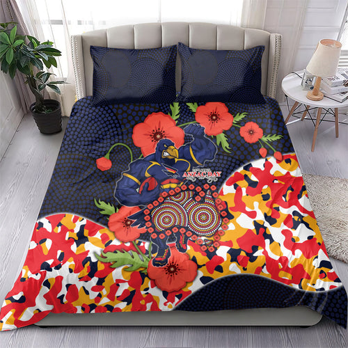 Adelaide Crows ANZAC Day Tribute Bedding Set Indigenous Dot Art Poppy Remembrance Football Warrior
