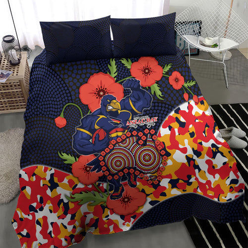Adelaide Crows ANZAC Day Tribute Bedding Set Indigenous Dot Art Poppy Remembrance Football Warrior