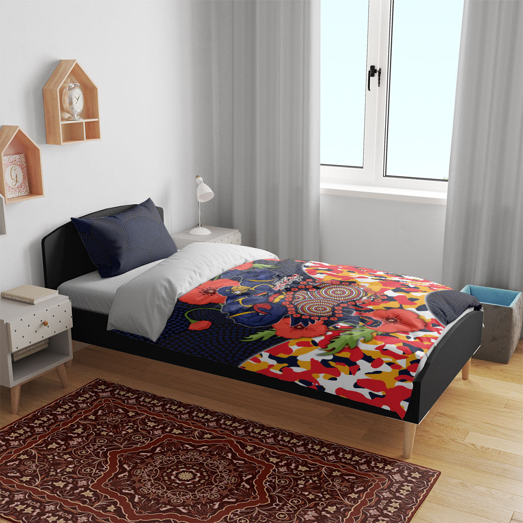 Adelaide Crows ANZAC Day Tribute Bedding Set Indigenous Dot Art Poppy Remembrance Football Warrior